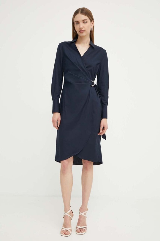 Φόρεμα BOSS με ελαστάν σκούρο μπλε 50527162