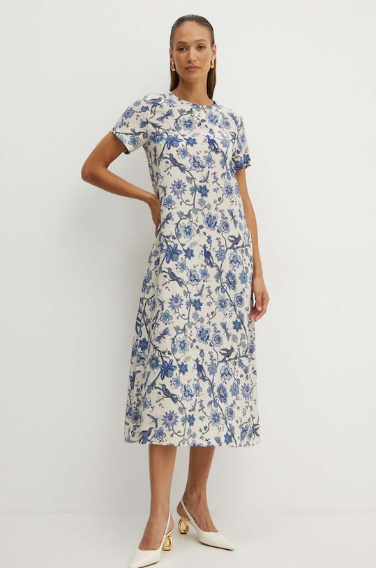 Weekend Max Mara rochie de matase maxi albastru 2425226101600