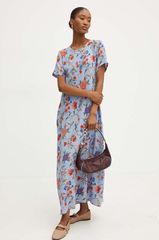 Hedvábné šaty Weekend Max Mara 2425226101600 modrá AW24