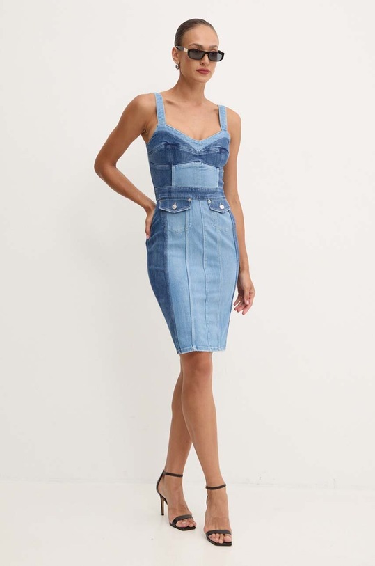 Φόρεμα τζιν Guess LIDIA με ελαστάν μπλε W4YK02.D5DX2