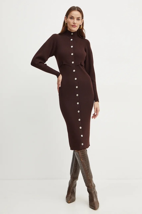 Šaty Pinko midi hnědá 104019.A15S