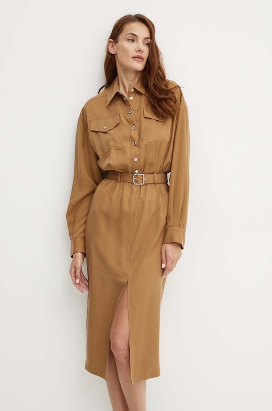 Pinko rochie cu guler maro 104147.A24H