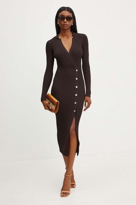 Pinko vestito midi marrone 104033.A239
