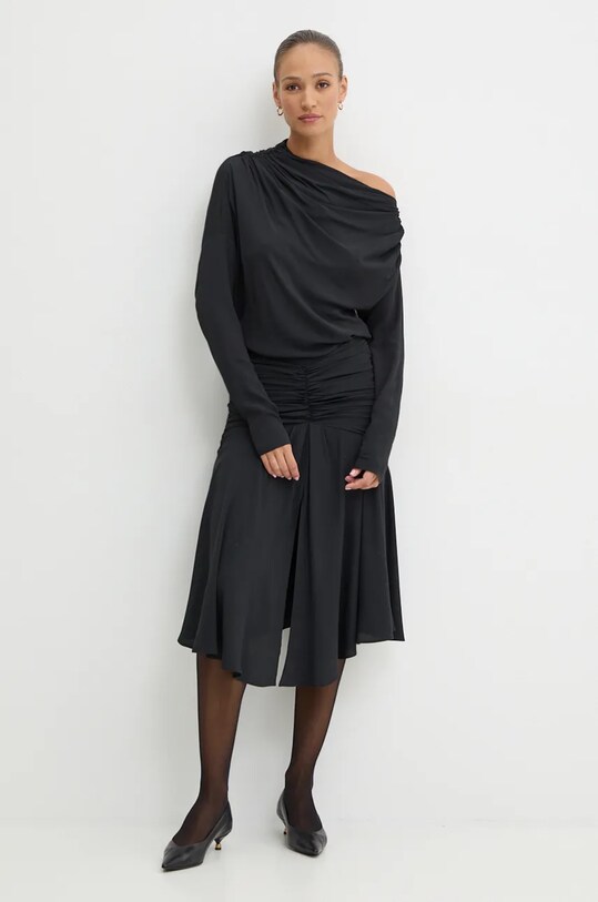 Сукня з домішкою шовку Pinko довгий чорний 103873.A207
