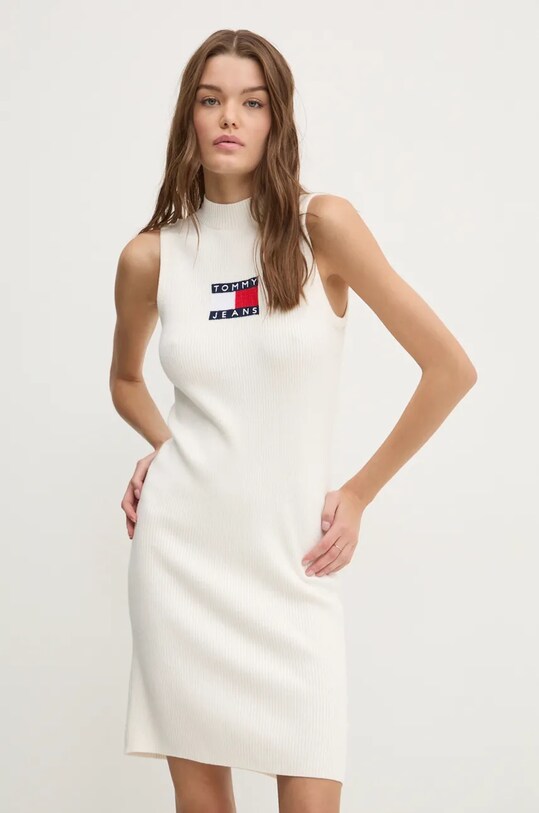 Tommy Jeans rochie mini bej DW0DW18607