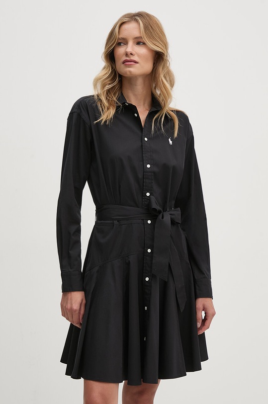 Памучна рокля Polo Ralph Lauren памук черен 211941494