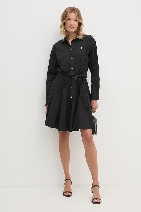 Памучна рокля Polo Ralph Lauren 211941494 черен AW24