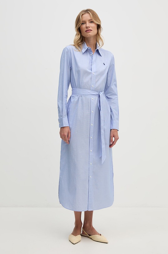 Polo Ralph Lauren rochie din bumbac fixat albastru 211944009