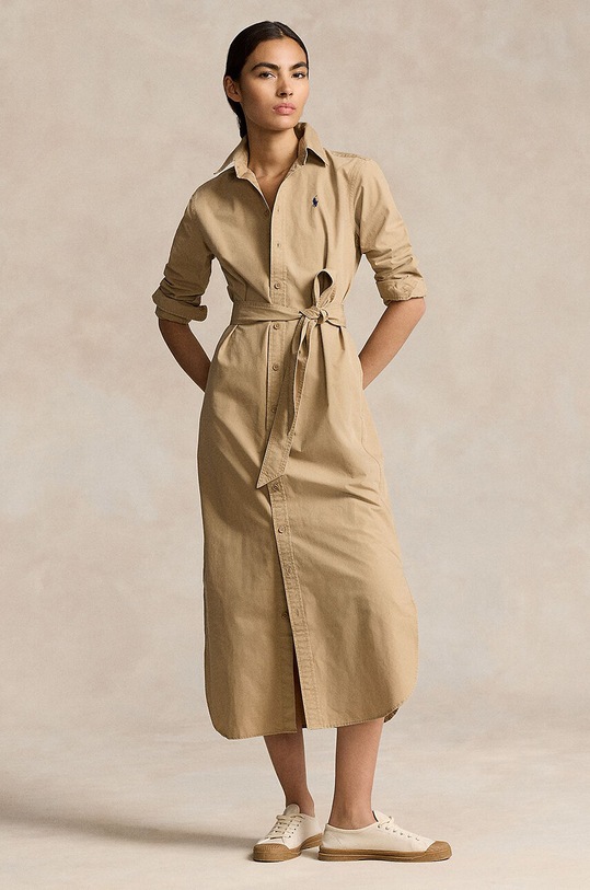 Polo Ralph Lauren cotton dress midi beige 211951138