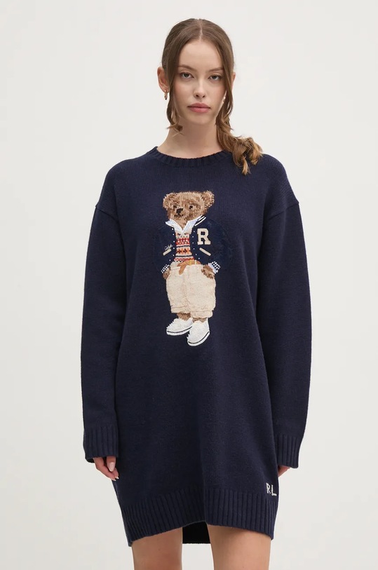 Polo Ralph Lauren wool dress 211941576 navy AW24