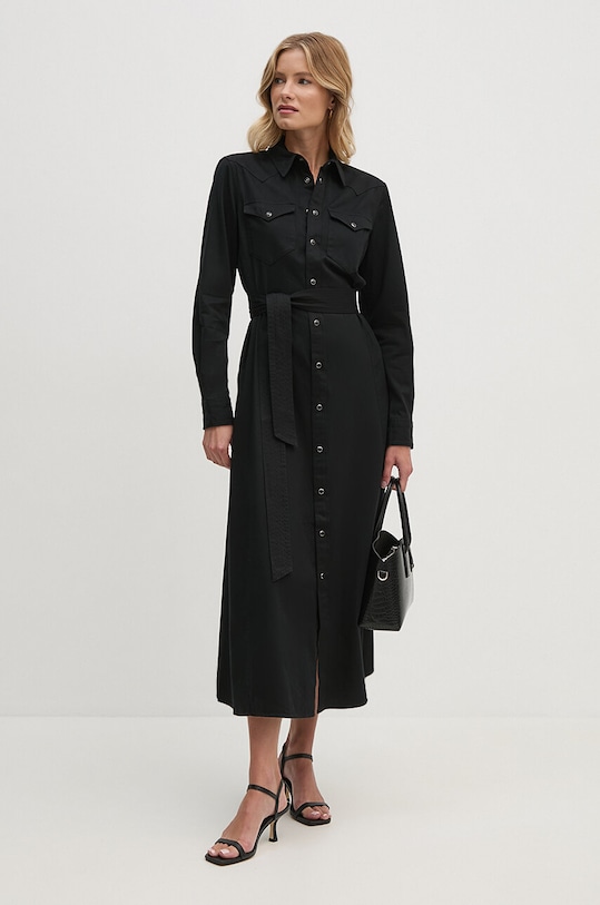 Polo Ralph Lauren sukienka bawełniana 211941456 czarny AW24