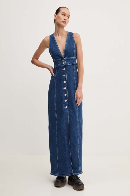 Tommy Jeans rochie din denim maxi albastru DW0DW18213