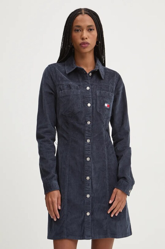 Šaty Tommy Jeans s elastanom modrá DW0DW18457