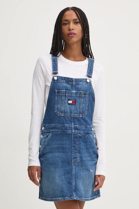 Tommy Jeans sukienka jeansowa z elastanem niebieski DW0DW19281