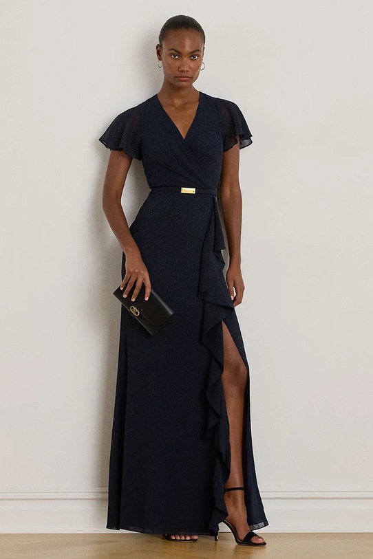 Obleka Lauren Ralph Lauren Tkanina mornarsko modra 253909447