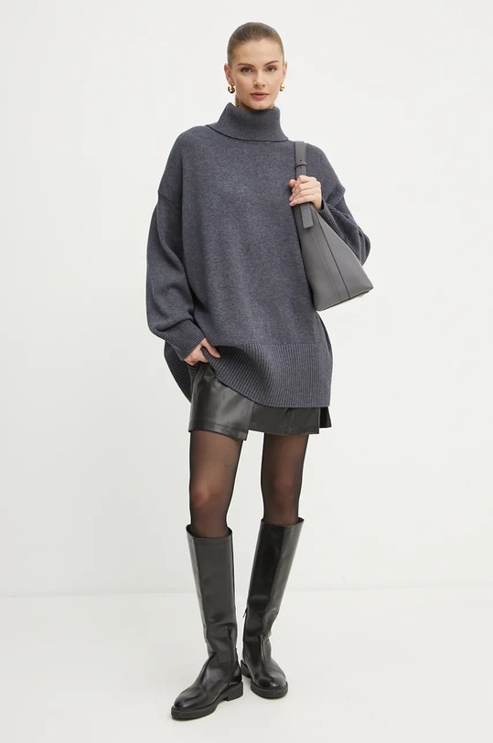 Pinko sweter wełniany 104312.A26I szary AW24