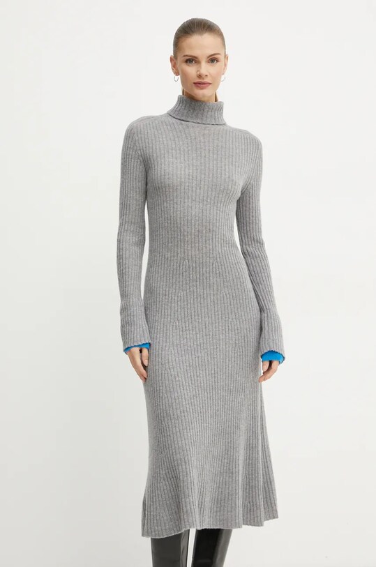 Вовняна сукня Pinko casual сірий 104470.A278