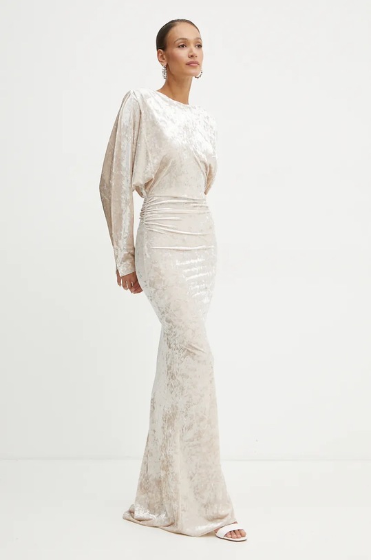 Pinko vestito in velluto maxi beige 104497.A29L
