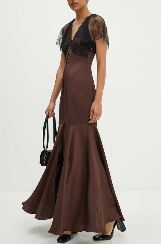 Haljina Rotate Lace Maxi V-Neck Dress 1127042910 smeđa AW24