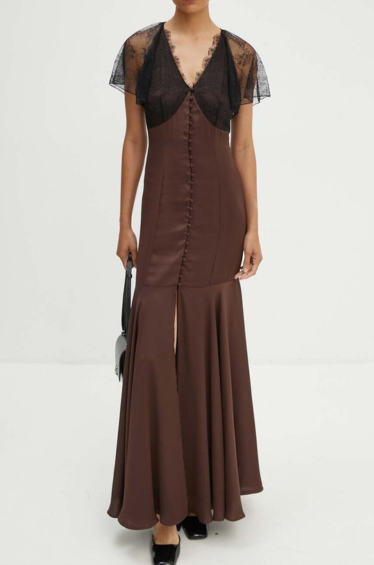 Haljina Rotate Lace Maxi V-Neck Dress smeđa 1127042910