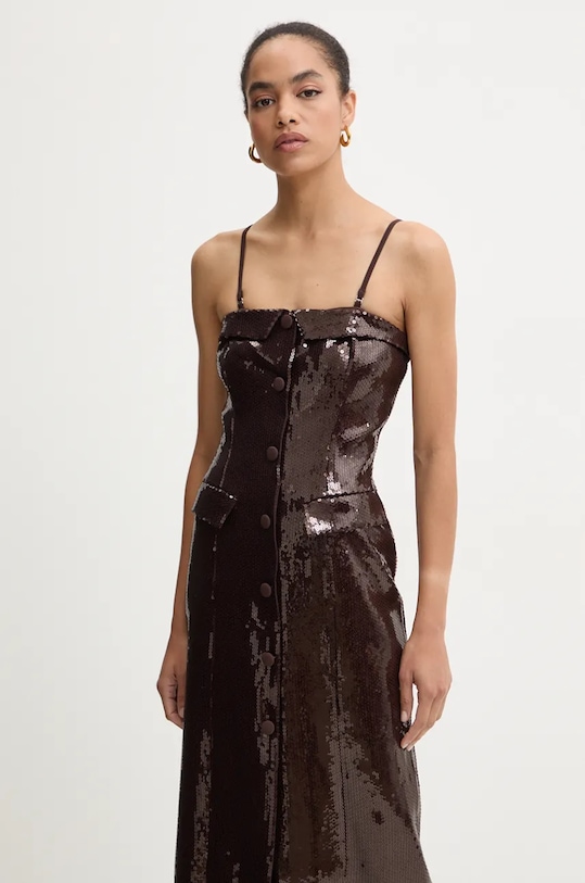 Φόρεμα Rotate Slim Midi Dress 1127532910 καφέ