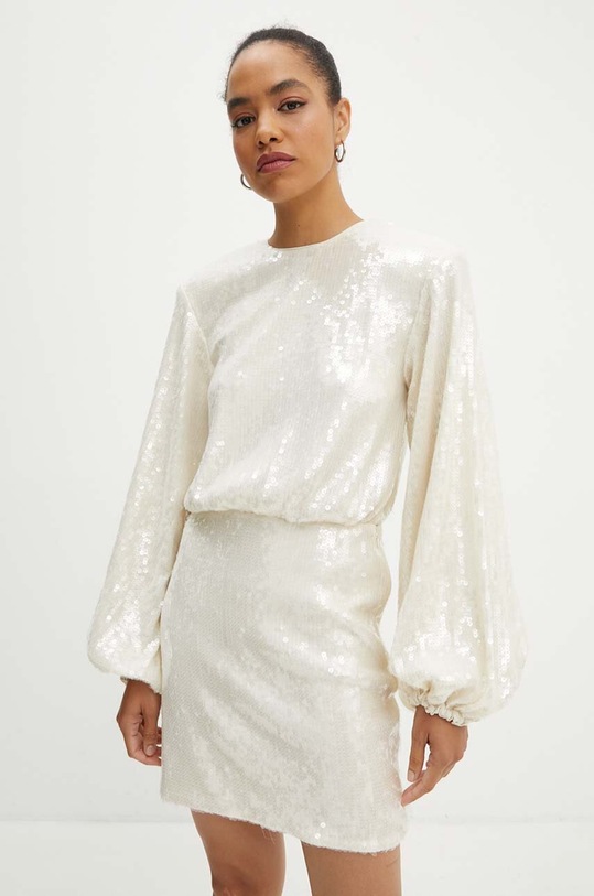 Rotate sukienka Sequins Short Dress casual beżowy 112873857