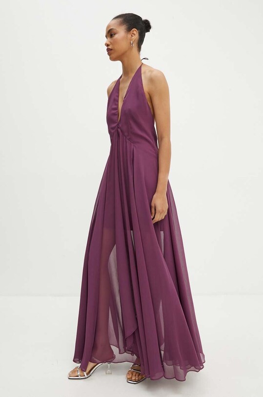 Rotate rochie Chiffon Halterneck Dress 1129001364 violet AW24