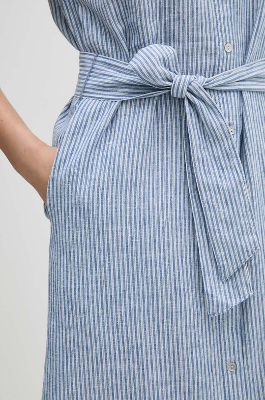 Pepe Jeans sukienka lniana MAYA PL953555 niebieski