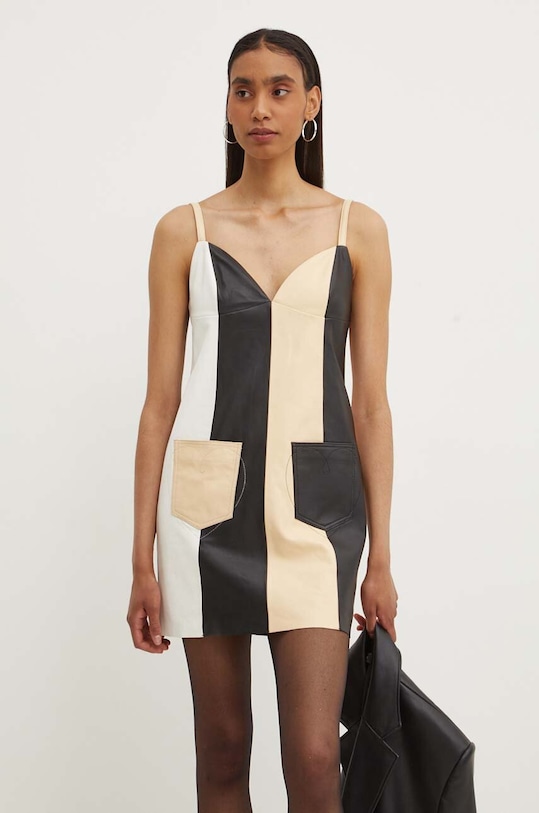 Kožna haljina Moschino Jeans casual šarena 3704.8216