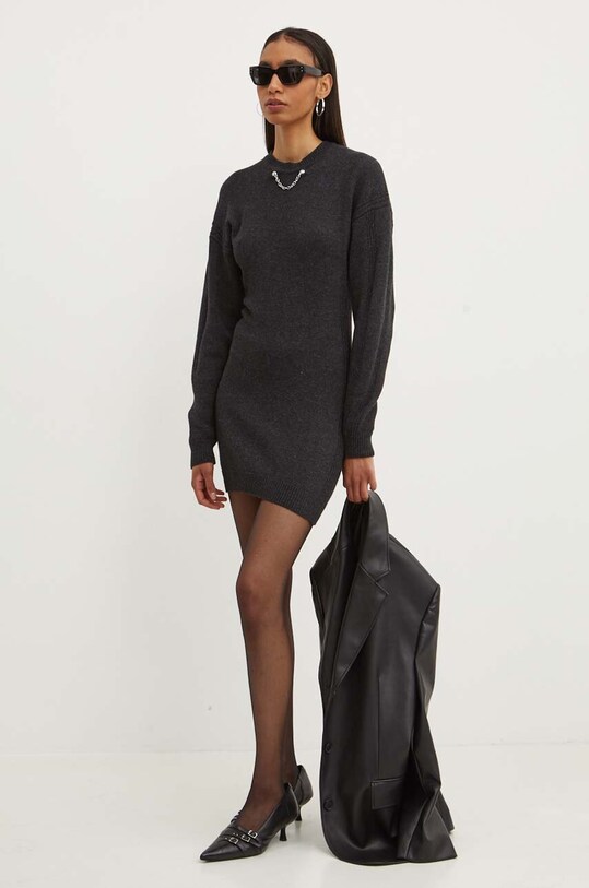 Moschino Jeans rochie din lana 0483.8204 gri AW24