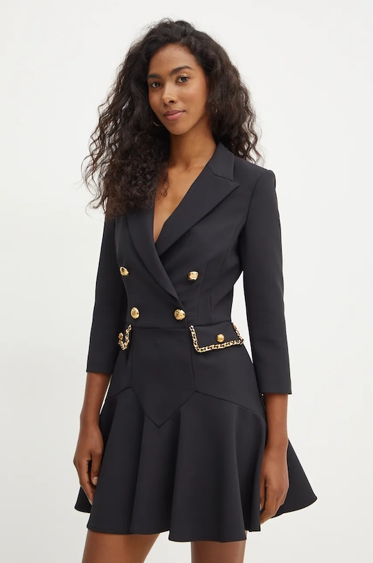 Φόρεμα Elisabetta Franchi με ελαστάν μαύρο ABT1846E2