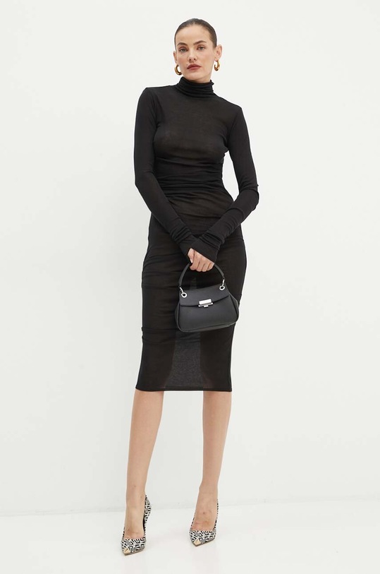 Elisabetta Franchi rochie din lana maxi negru AB11B46E2