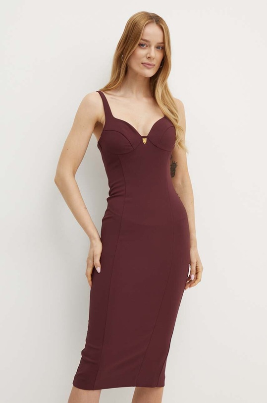Elisabetta Franchi sukienka z elastanem bordowy AB71146E2