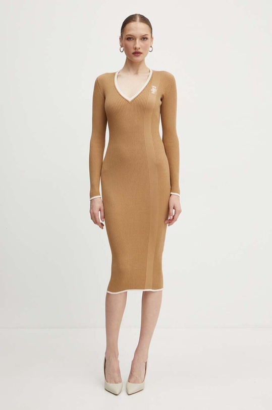 Φόρεμα Elisabetta Franchi μακρύ μπεζ AM09M46E2