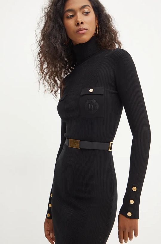 Φόρεμα από συνδιασμό μεταξιού Elisabetta Franchi AM25B46E2 μαύρο AW24