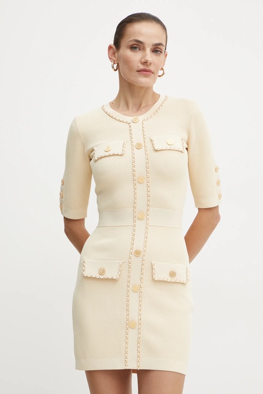 Elisabetta Franchi sukienka krótki beżowy AM92B46E2