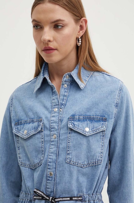 Bavlněné šaty Karl Lagerfeld Jeans modrá 245J1303