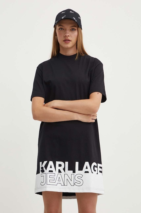 Karl Lagerfeld Jeans rochie din bumbac 245J1311 negru AW24