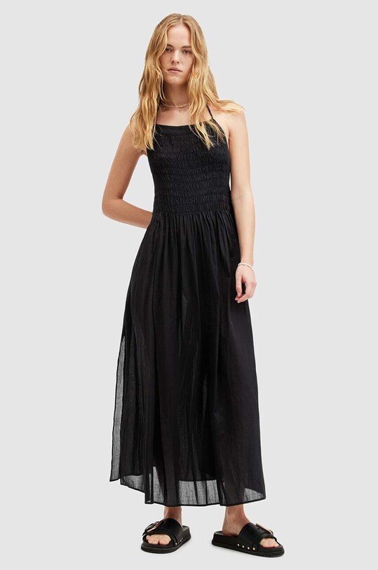 AllSaints vestito in cotone IRIS DRESS maxi nero W068DA