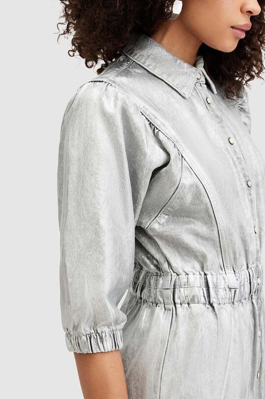 Îmbrăcăminte AllSaints rochie din bumbac OSA DENIM W080DA argintiu