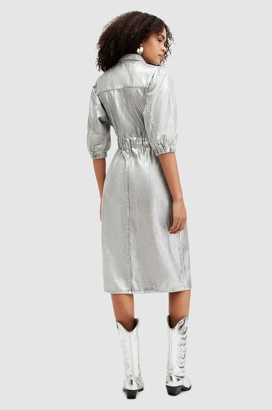 AllSaints rochie din bumbac OSA DENIM W080DA argintiu
