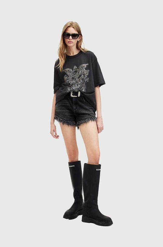 AllSaints tricou din bumbac COVENANT EMB gri W119JA