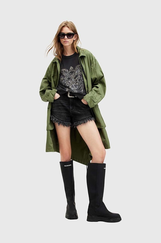 AllSaints tricou din bumbac COVENANT EMB W119JA gri