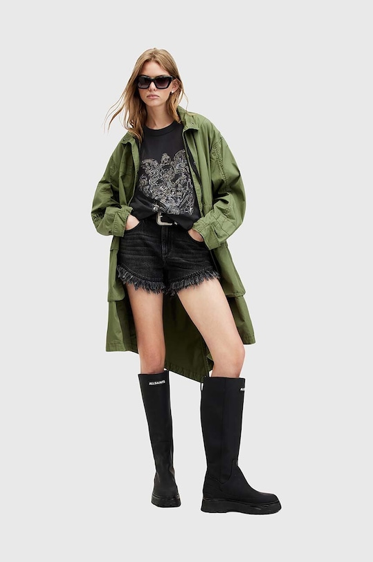 AllSaints t-shirt in cotone COVENANT EMB W119JA grigio