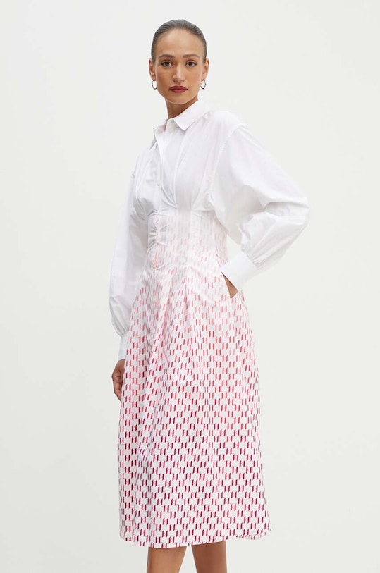 Pamučna haljina Karl Lagerfeld casual bijela 245W1305