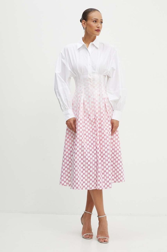 Pamučna haljina Karl Lagerfeld 245W1305 bijela AW24