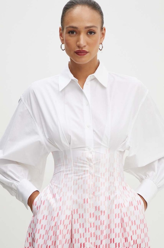 Pamučna haljina Karl Lagerfeld bijela 245W1305