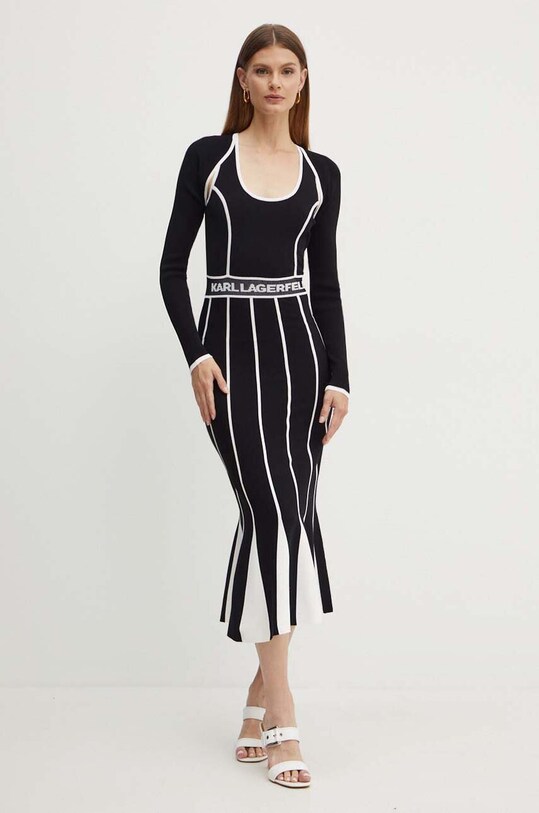 Karl Lagerfeld rochie midi negru 245W1330