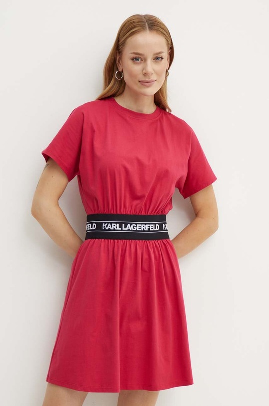 Karl Lagerfeld vestito in cotone mini rosa 245W1351