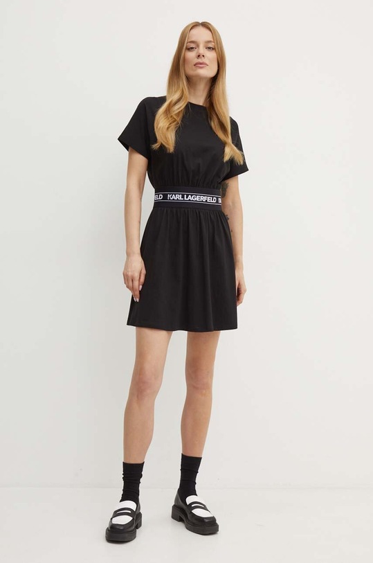 Бавовняна сукня Karl Lagerfeld 245W1351 чорний AW24